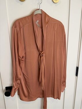 Vintage Lanvin Rosewood Tie-Neck Blouse
